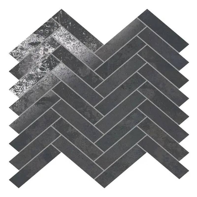 Nordel 11x11 in. Steel Black Matte Porcelain Herringbone Mosaic Wall and Floor Tile (5.88 sq ft/case, 7-Pack)
