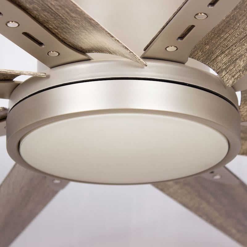 72" Integrated LED Nickel Ceiling Fan with Remote Control and Light - 72" W x 72"D x 14" H
