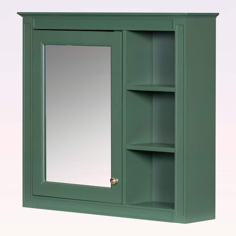 30'' x 28'' Wall Mounted Bathroom Storage Cabinet with Mirror,Modern Design,3 Open Shelves,Space-Saving and Stylish