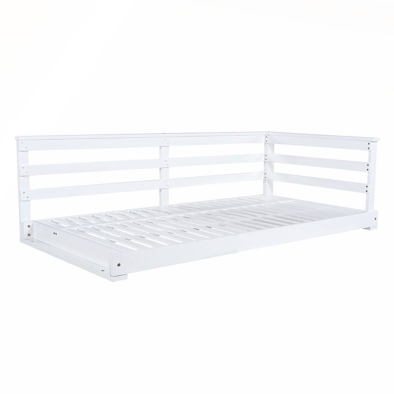 Country Patio Wooden Twin Size Swing Daybed with 4pcs 96-inch Hemp Ropes for Backyard and Garden