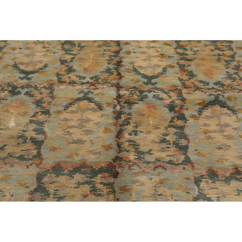 Hand Knotted Tibetan Aqua Tibetan Wool Traditional Oriental Area Rug - 6' x 9'