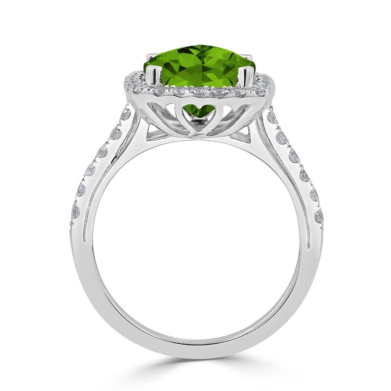 Auriya 2 3/4ct Cushion-cut Peridot and Halo Diamond Engagement Ring 1/2cttw 14k Gold