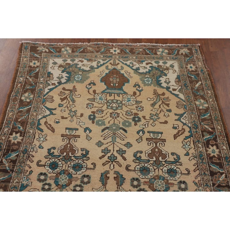 Lilian Persian Vintage Runner Rug Handmade Wool Carpet - 3'8"x 9'7"