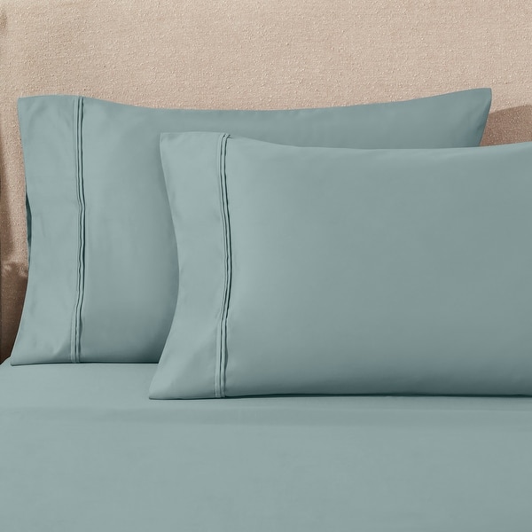 Superior 1200 Thread Count Egyptian Cotton Solid Pillowcase - (Set of 2) - Standard - Teal