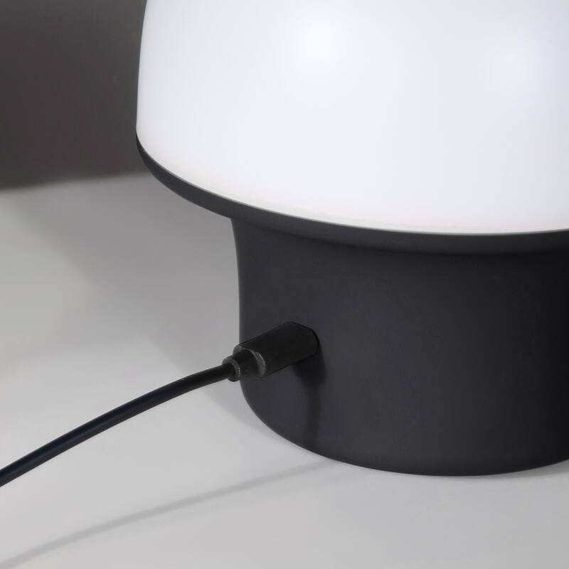 Portobello 6.6 in Matte Black Modern Portable Indoor/Outdoor Integrated LED Bedside Table Lamp with Built-In Dimmer