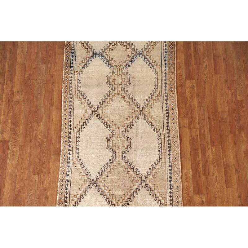 Geometric Gabbeh Persian Vintage Area Rug Hand-knotted Wool Carpet - 3'2"x 5'11"