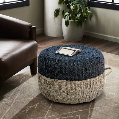 Made4Home Cera Round Natural Woven Accent Ottoman Pouf