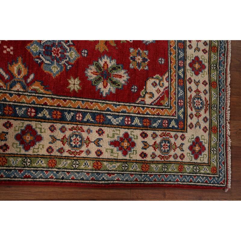 Red Kazak Accent Rug Hand-Knotted Traditional Oriental Wool Carpet - 3'3" x 4'9"