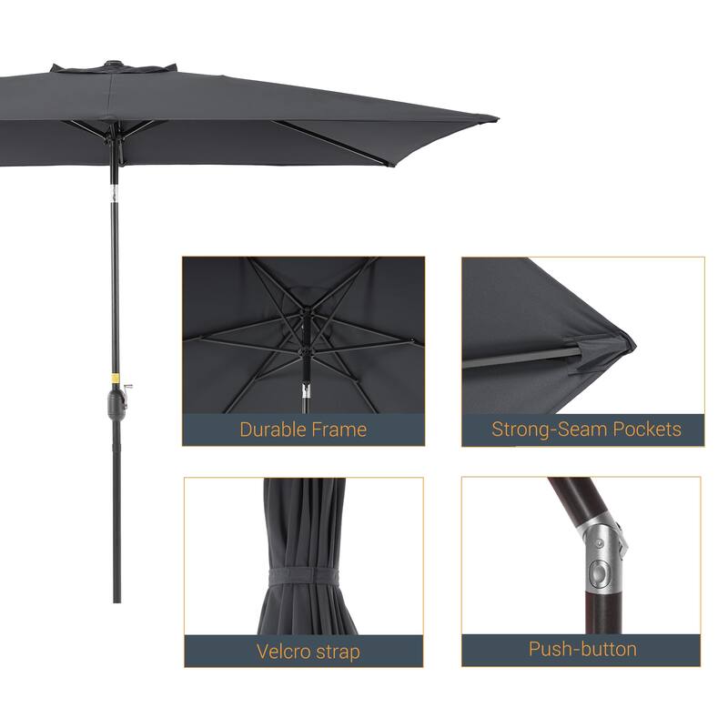 LIVOOSUN 6x9Ft Patio Market Umbrella Weather-Resistant Table Umbrella
