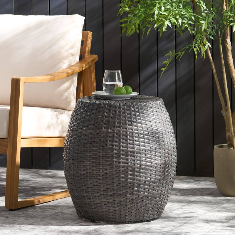 Outdoor Wicker 14.00" Patio Side table