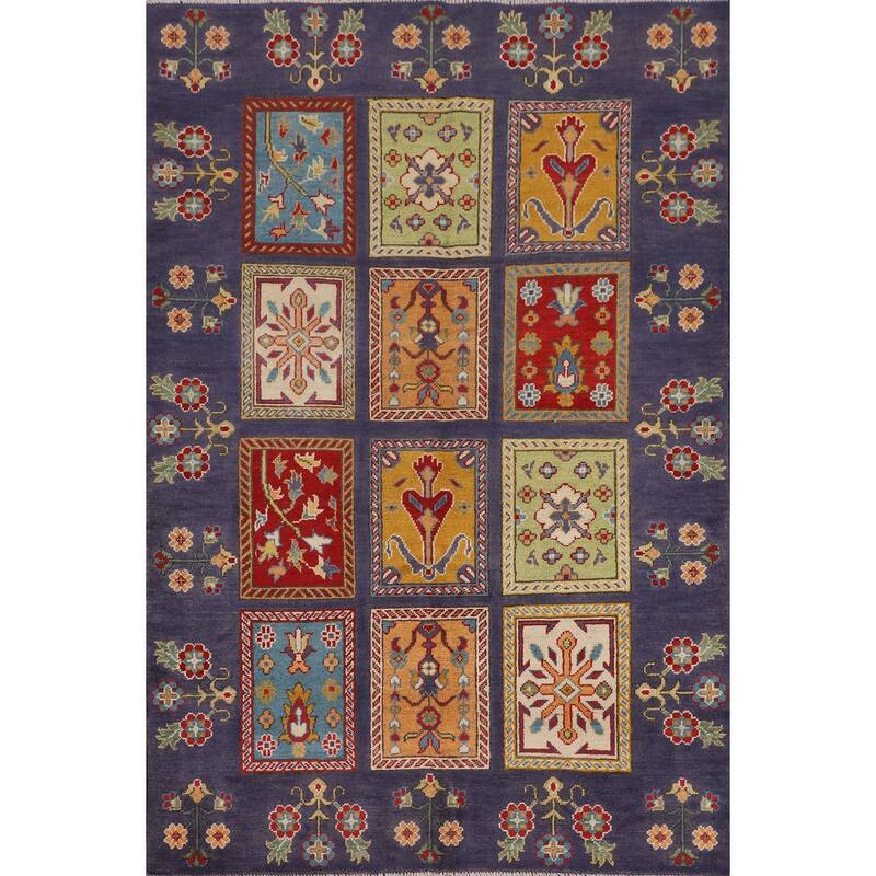 Garden Design Traditional Kazak Rug Hand-Knotted Wool Carpet - 4'1" x 6'4"