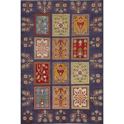 Garden Design Traditional Kazak Rug Hand-Knotted Wool Carpet - 4'1" x 6'4"