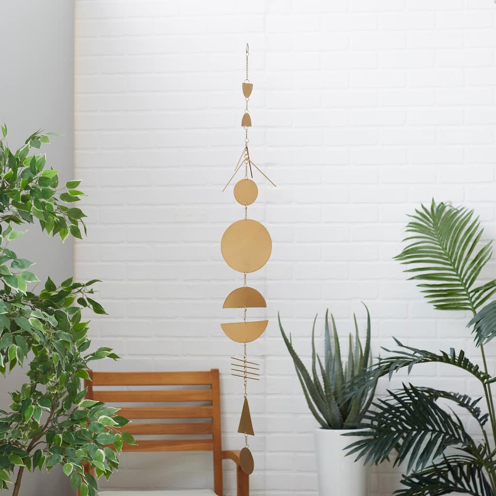 Gold Metal Geometric Windchime - 7 x 1 x 48