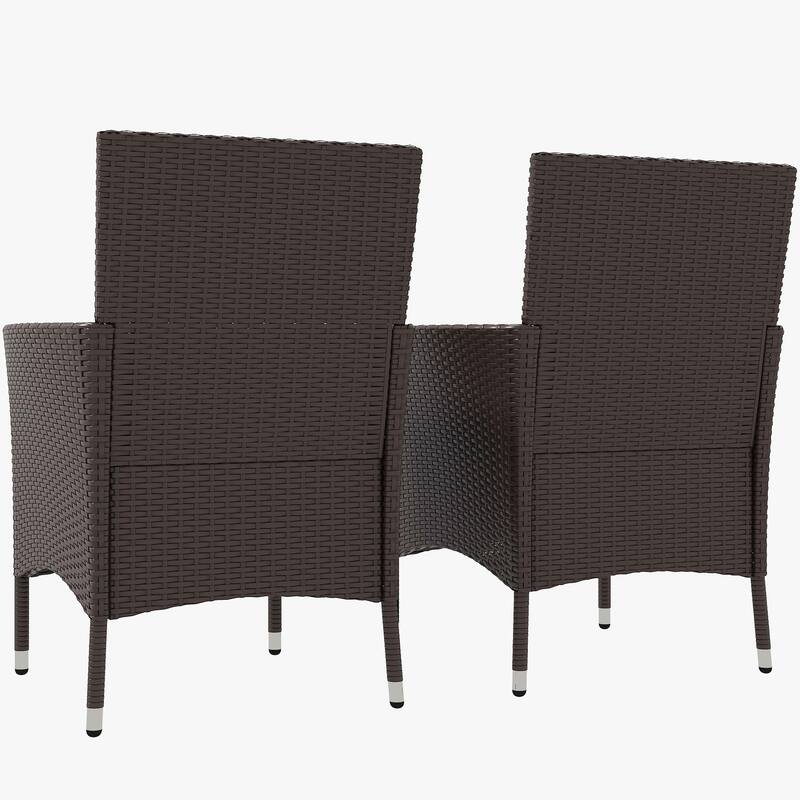 Outsunny 2 Piece Dark Coffee Rattan Chairs, Outdoor Chairs Set of 2