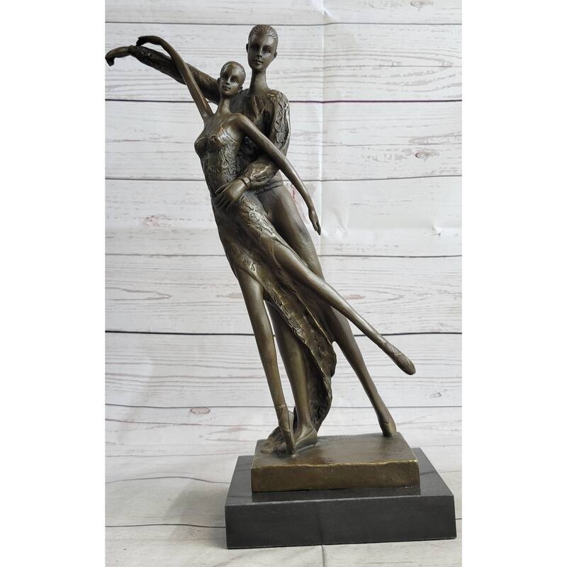 Bronze Sculpture Modern Art Pair Of Ballerina Dancers By Aldo Vitaleh Figurine
