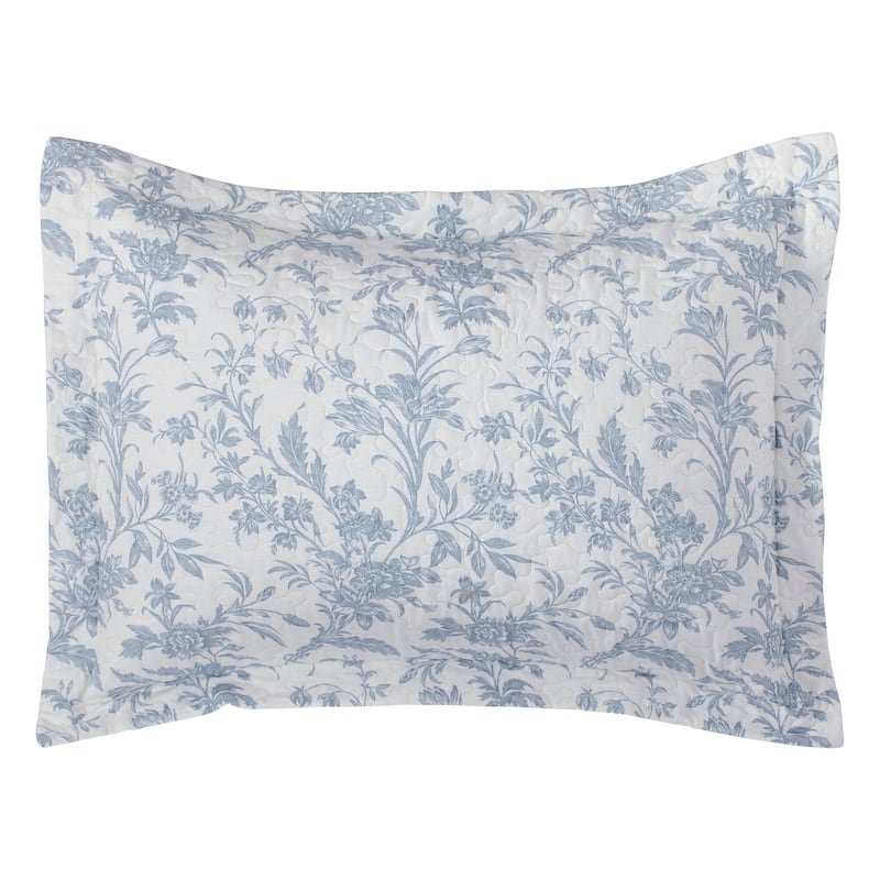 Laura Ashley Amberley Cotton Reversible Blue Quilt Set