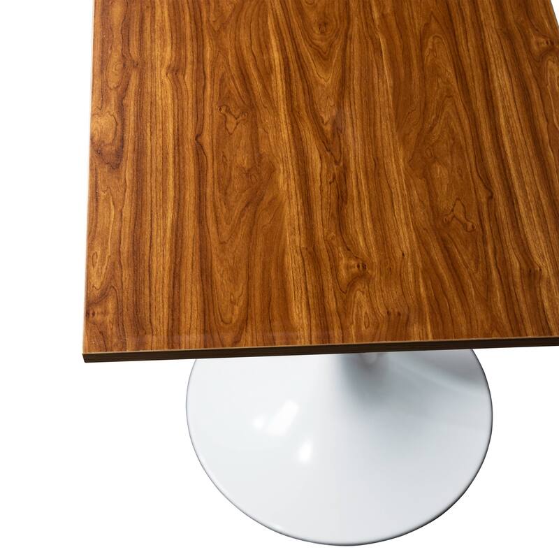 Verve 24 in. Wide Dining Table Square MDF Wood Tabletop in White Stainless Steel Pedestal Base Accent Kitchen Table
