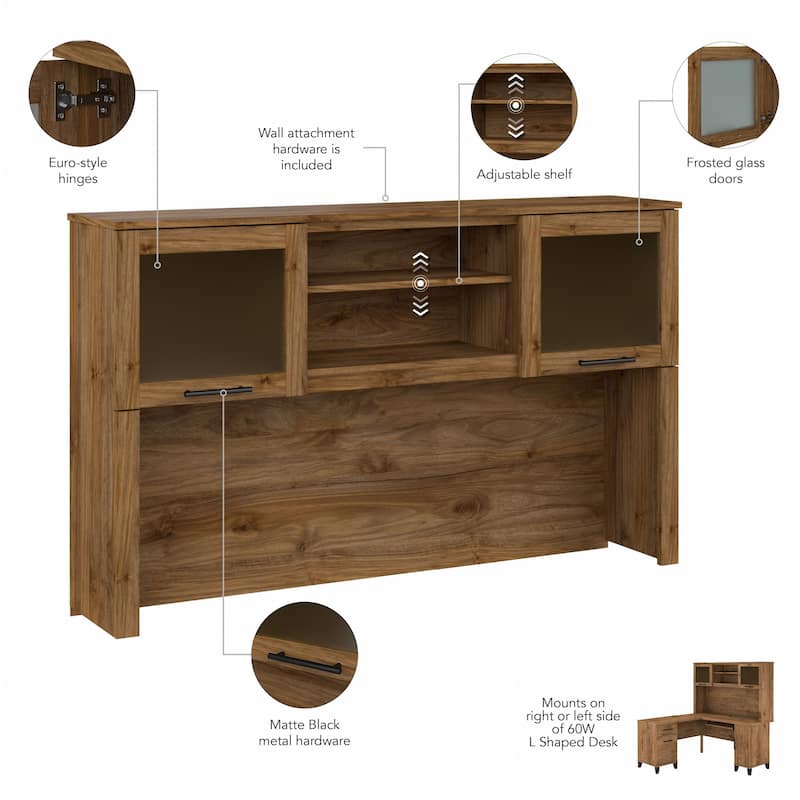 Bush Furniture Somerset 60W L Shaped Desk with Storage Hutch
