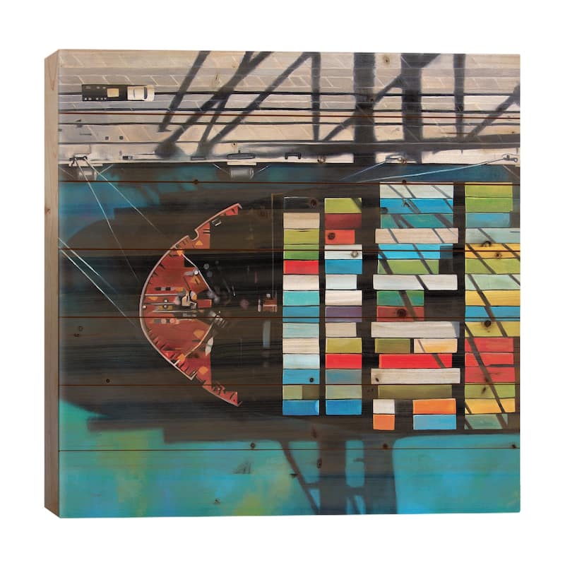 Miami Print On Wood by Antony Squizzato - Multi-Color - 26x26x1.5