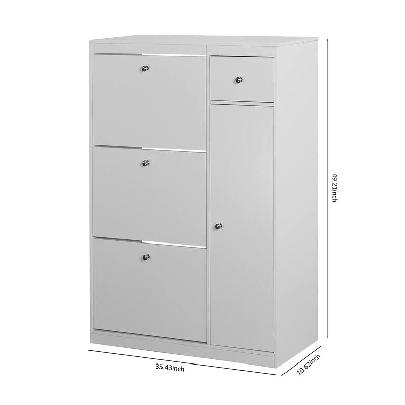 Shoe Rack Organizer with 3 Flip Drawers