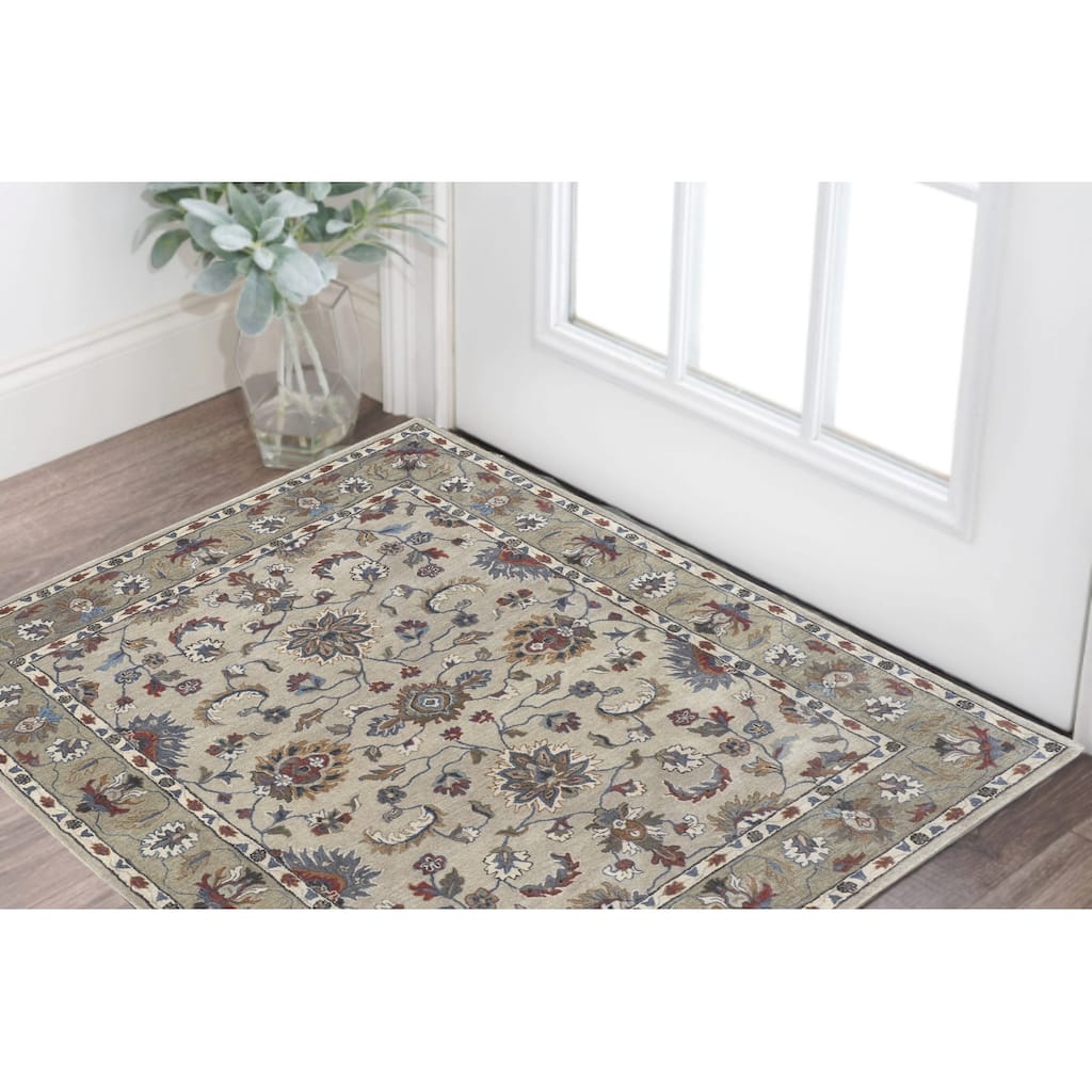 Vejiy Hand Tufted Floral Traditional Stain Resistant Durable Area Rug By HomeRoots - 2' x 3'