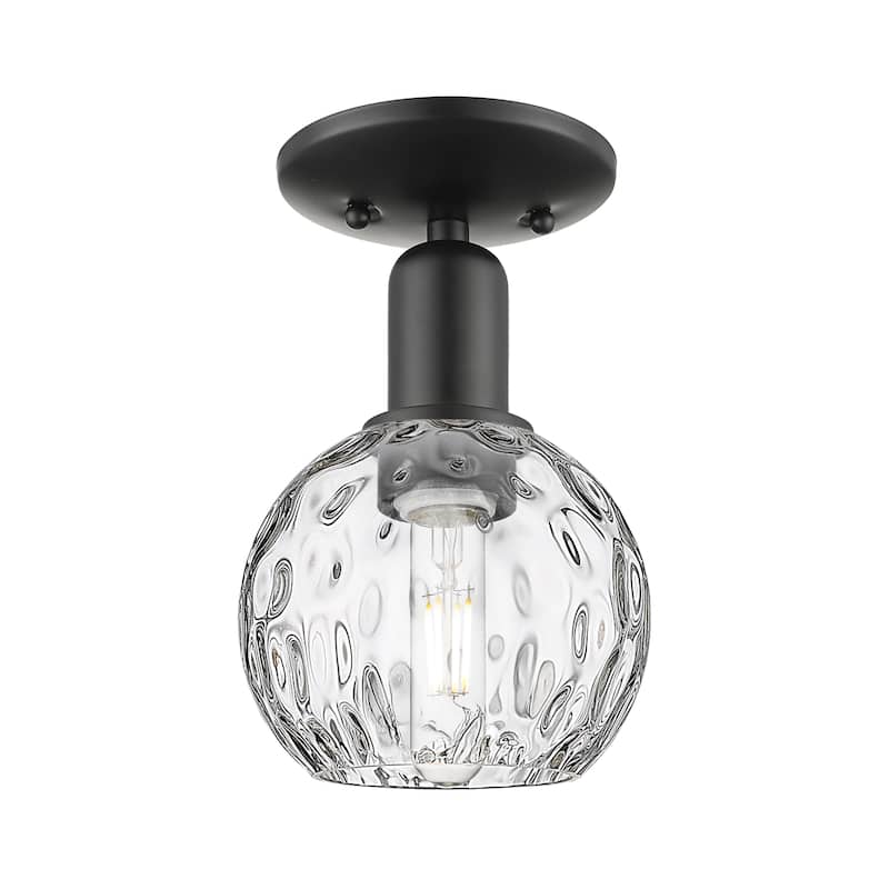 Innovations Lighting Endless Possibilities Arcadia - Athens Water Glass - 1 Light 6" Semi-Flush Mount - Matte Black