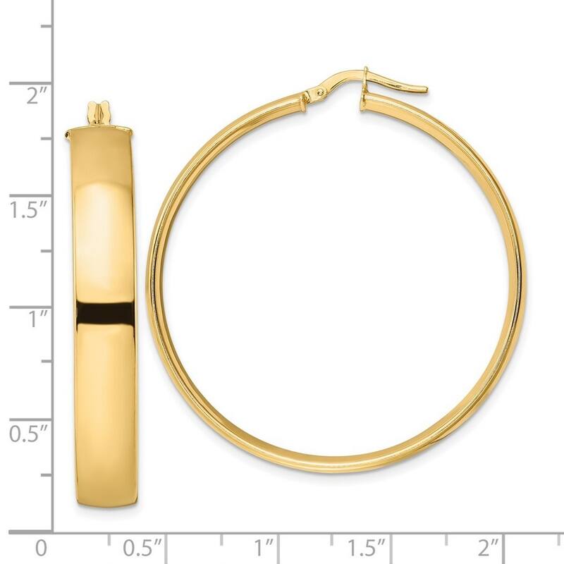 Curata 14k Yellow Gold Polished Hoop Earrings - 45.16x7mm