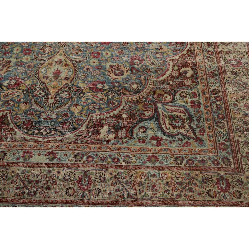 Hand Knotted Oriental 100% Wool Carpet Traditional Floral Navy Blue & Blues Dorokhsh Area Rug - 10' 5'' X 7' 4''