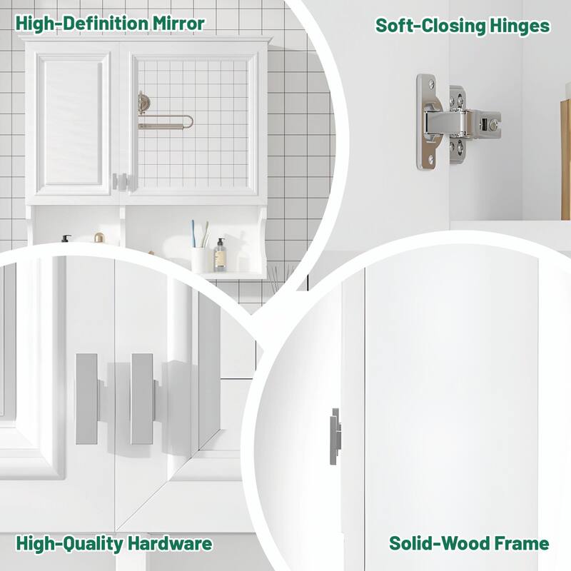 30-Inch Mirror Medicine Cabinet with Open Shelves