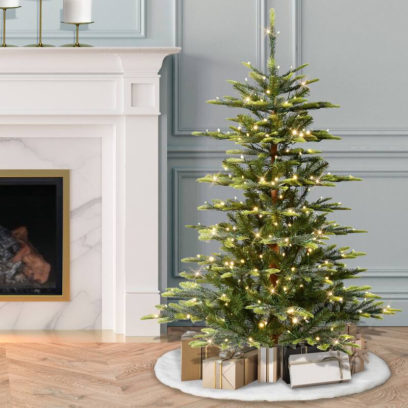 Puleo International 4.5' Pre-Lit Artificial Aspen Fir Tree with Dual-Color LED Lights