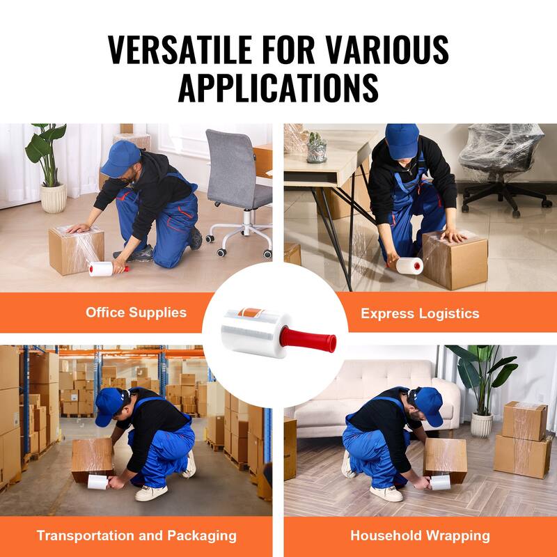 Stretch Film, 80 Gauge Industrial Strength Clear Durable Stretch Wrap Roll, Heavy Duty Shrink Film Stretch Wrap with Handles