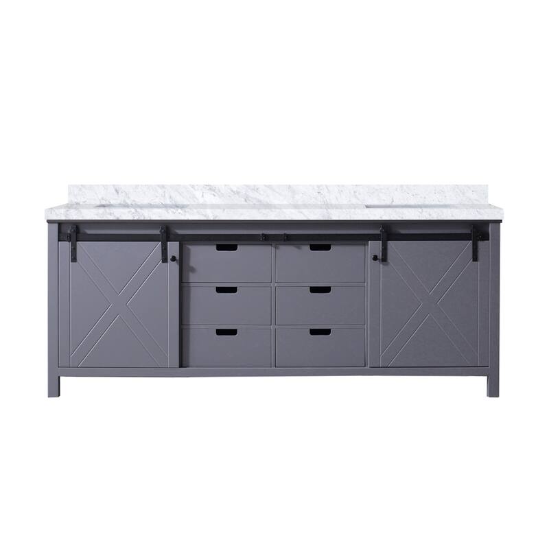 Marsyas Bath Vanity and Carrara Marble Countertop - 84 - Dark Grey