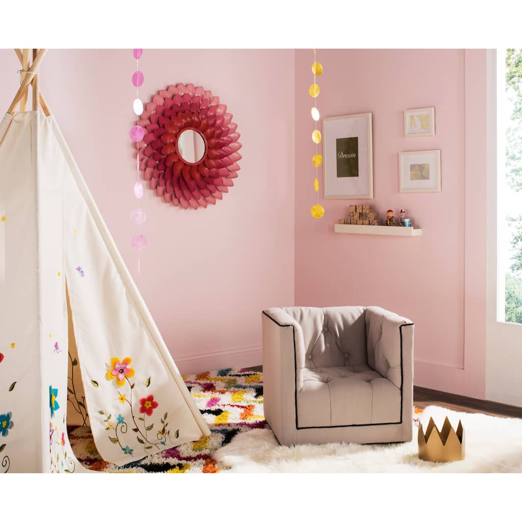 SAFAVIEH Kids Deeann Little Decorator Taupe And Black Childrens Club Chair - 23Wx21Dx22H