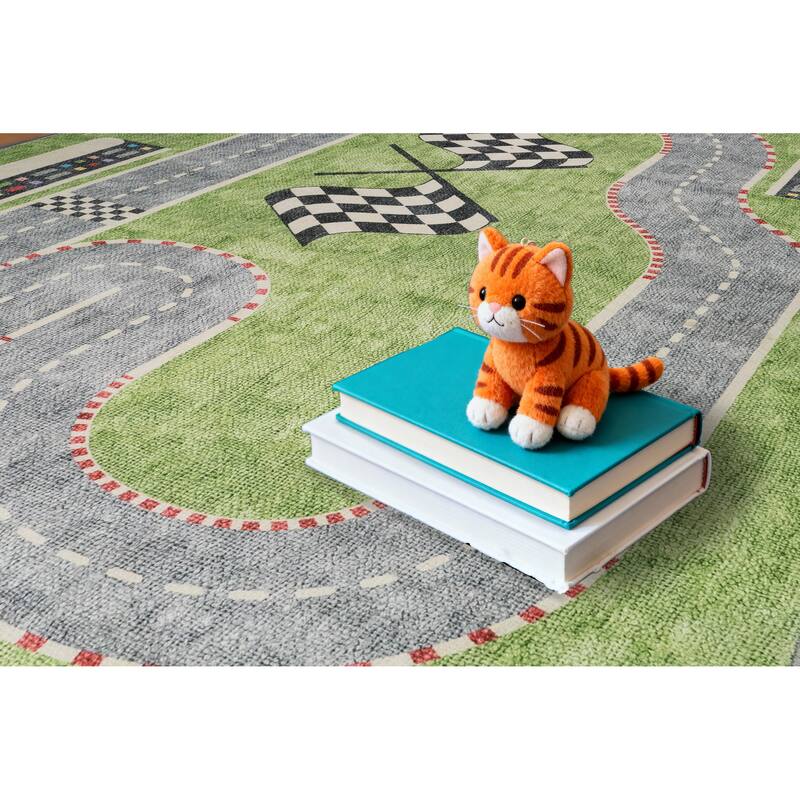 Dynamic Rugs Kidz Green/Multi Polyester Children's Area Rug
