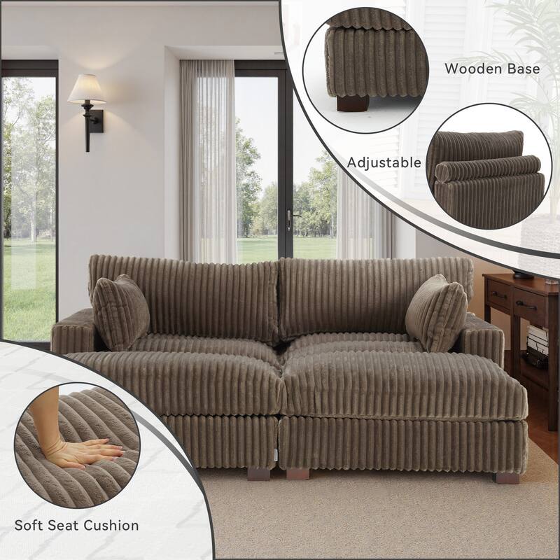 Plush Cloud Couch Modular Sectional Sofa with Ottoman