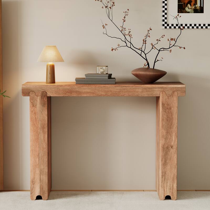 Console Table, Farmhouse Mango Wood Entryway Table, 45-Inch Thickened Sofa Table, Minimalist Narrow Console Table