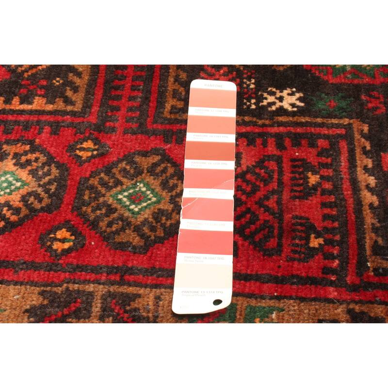 ECARPETGALLERY Hand-knotted Baluch Dark Red Wool Rug - 3'4 x 6'5