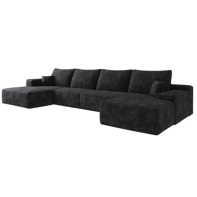 135-in Casual Black 4 -seater Left Reclining Sectional - 8' x 10'
