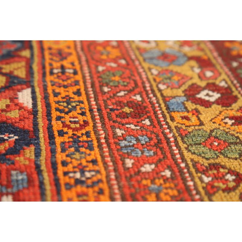 Hand Knotted Oriental 100% Wool Carpet Traditional Floral Navy Blue & Blues Malayer Runner Rug - 15' 8'' X 3' 7''