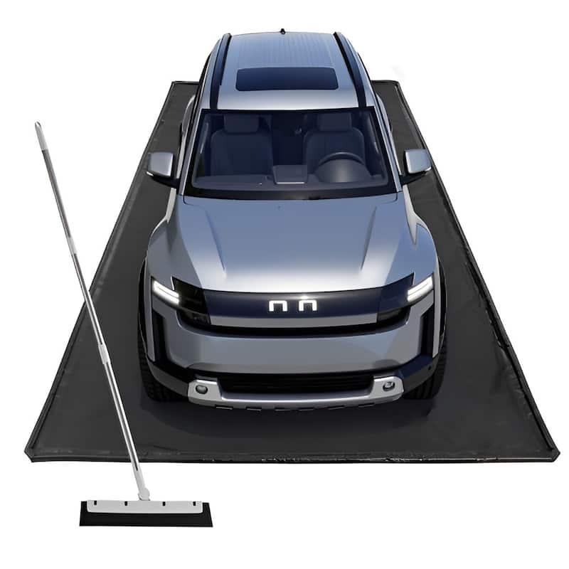 Black PVC Garage Floor Containment Mat with Waterproof, Non-Slip and Full Coverage - 7 ft 9 in x 16 ft