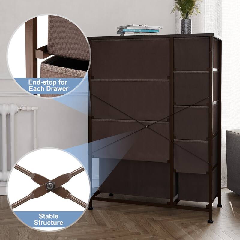 Vertical Dresser Storage Tower 9-drawer Chest Organizer Unit for Home