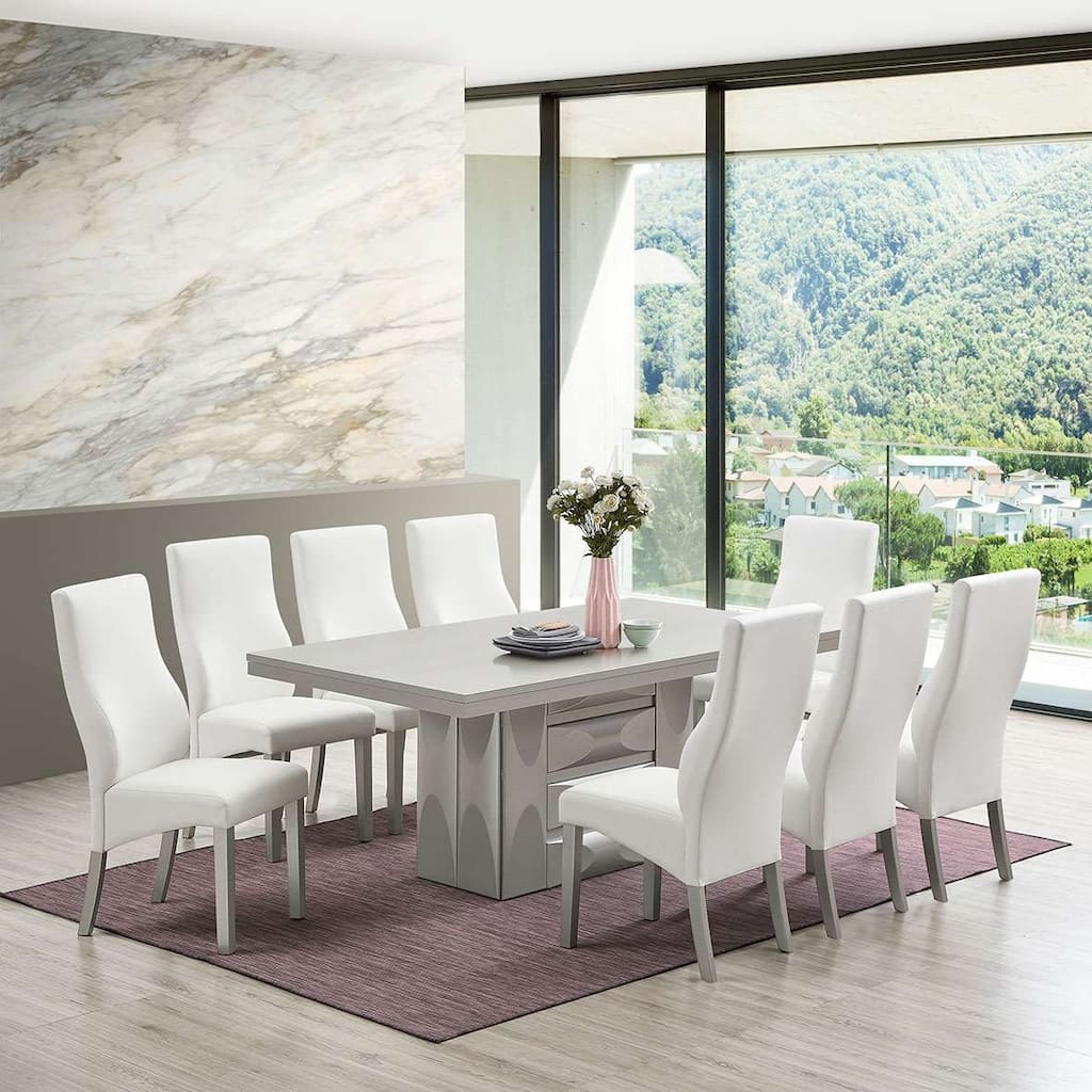 Kitchen Dining Room Upholstered Side Chairs, Set of 2, Champagne/White