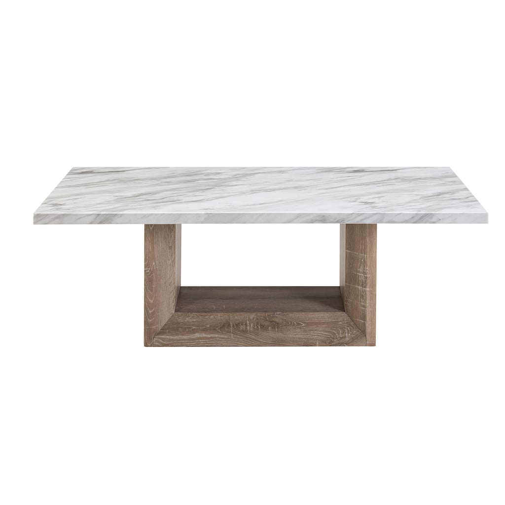 Exquisite Marble Coffee Table with Stylish Pedestal Base for Elegant Living