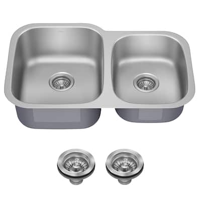 Kraus 32" Double Basin 16 Gauge Stainless Steel Kitchen Sink for - Stainless Steel