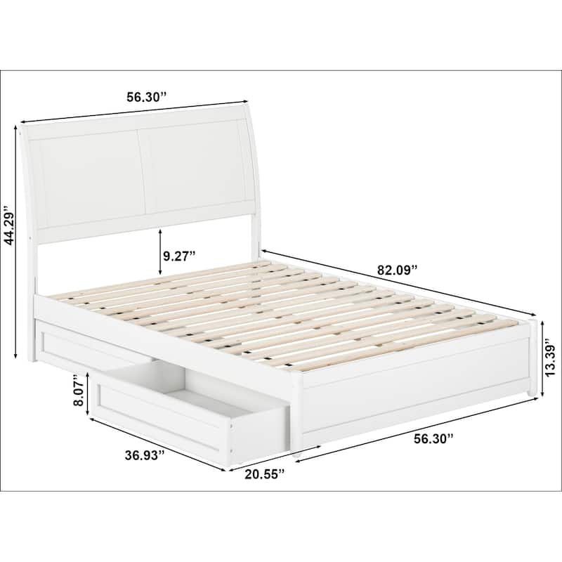 Andorra Platform Bed with Panel Footboard and Storage Drawers