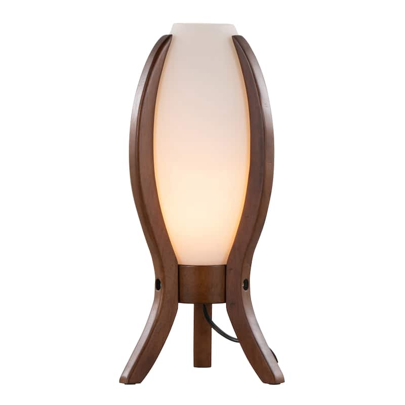 Case Contemporary Desk Lamp in Walnut Wood and Frosted Glass