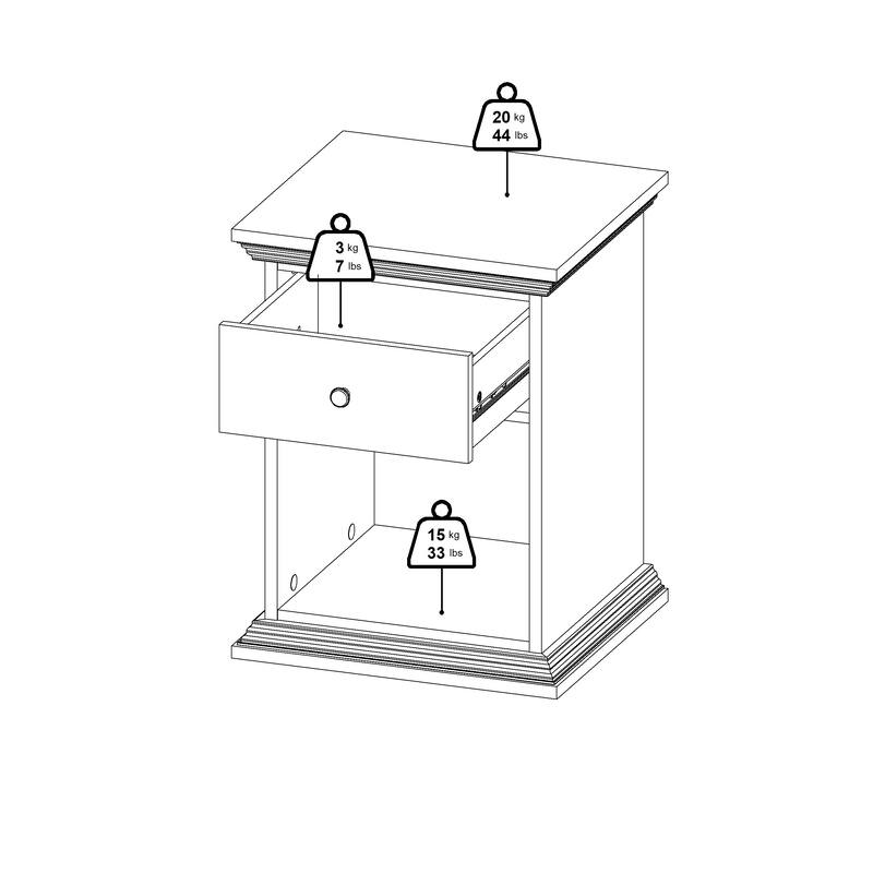 Porch & Den North Nightstand 1 Drawer and Open Storage