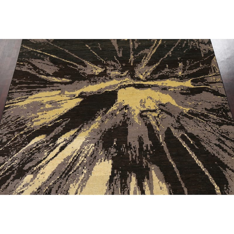 Vegetable Dye Abstract Contemporary Area Rug Hand-knotted Wool Carpet - 9'9" x 12'9"