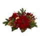 Artificial Poinsettias that Match Holiday Deluxe Shatterproof 81  Count Christmas Tree Ornament Box Set - 3.5