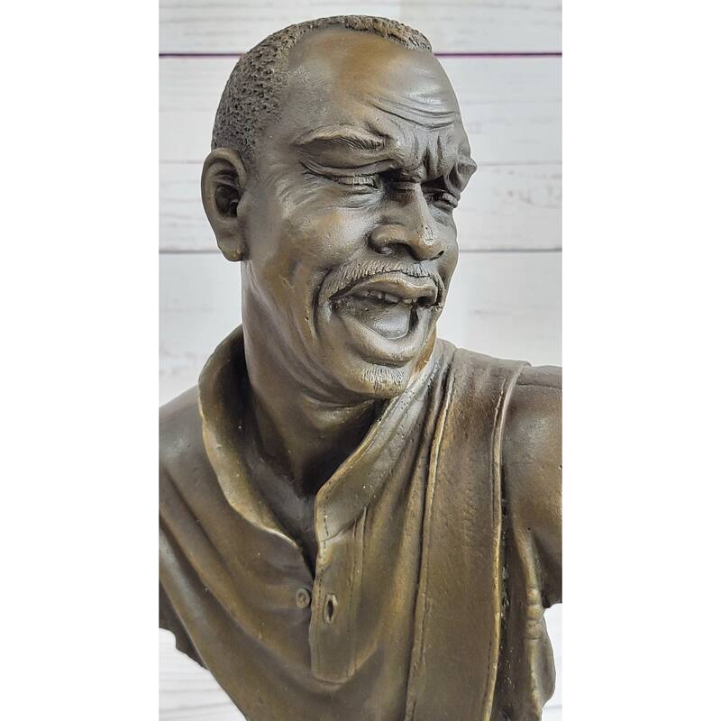 Black Guitarist Musician Bronze Bust Statue Sculpture Figure Original Art 17 Inches X 12 Inches